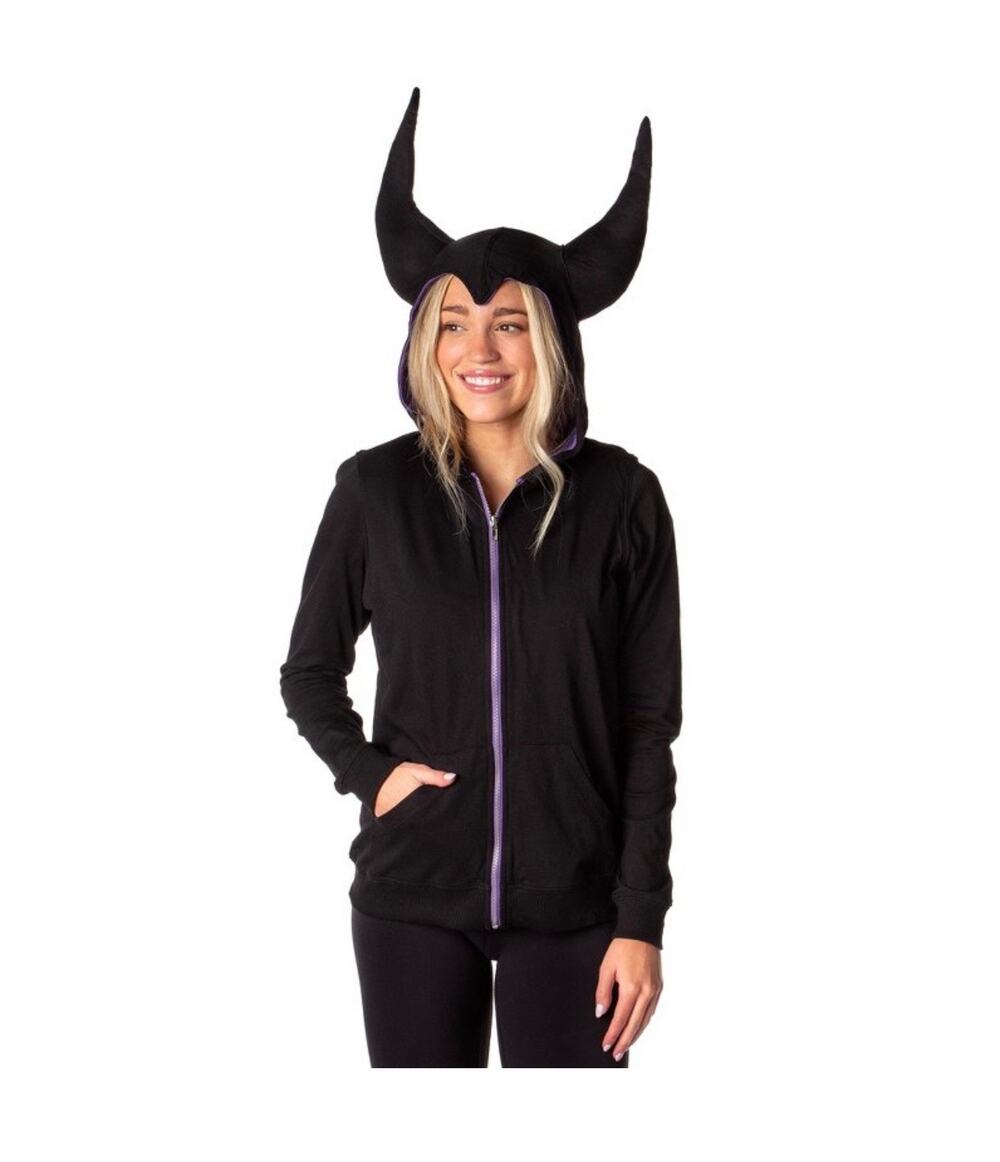 NWT Disney Villains Maleficent Costume full Zip Horns Hoodie M L